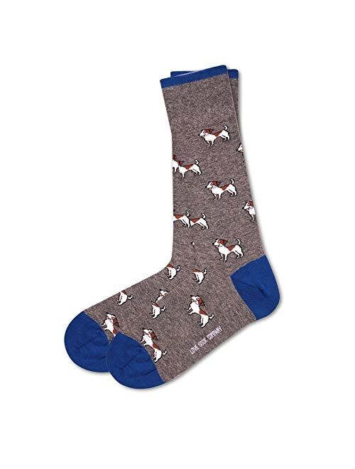 Love sock Company fun cool funky men's dog patterned gray dress socks - Beagle Socks