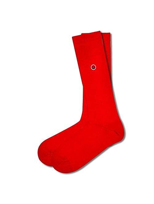 Love Sock Company Men's red solid dress socks with heart embroidery. 98% organic cotton.