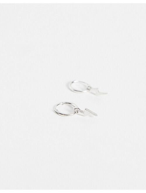 Classics 77 hoop earrings with lightning bolt charms in silver