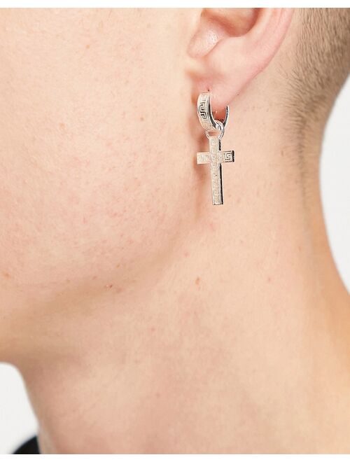Earrings ASOS DESIGN ASOS DESIGN hoop earrings with Greek wave in real silver plate