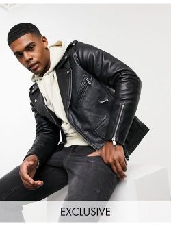 leather moto jacket in black