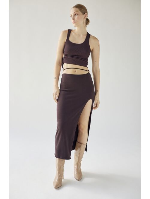 Urban Outfitters UO Tied Up Ribbed Midi Skirt