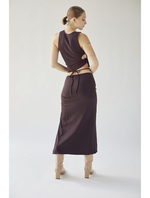 Urban Outfitters UO Tied Up Ribbed Midi Skirt