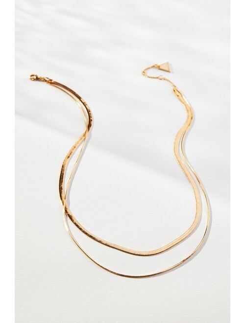 By Anthropologie Double Layer Herringbone Necklace