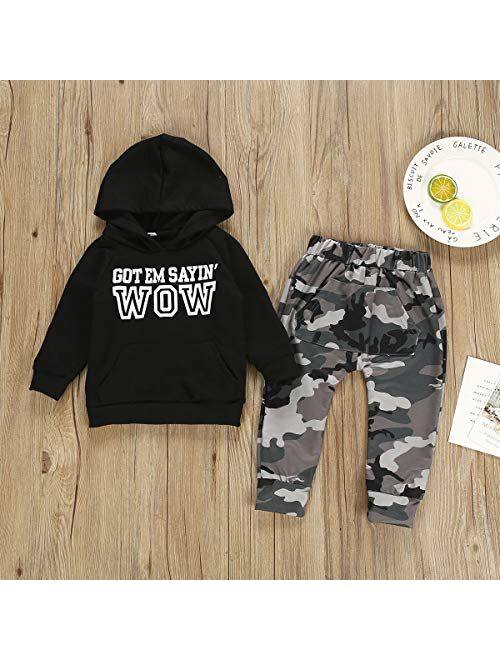 Bmnmsl Toddler Baby Boys Long Sleeve Outfit Hoodie Sweatshirts & Pants Newborn Fall Sweatsuit Infant Winter Clothes Set