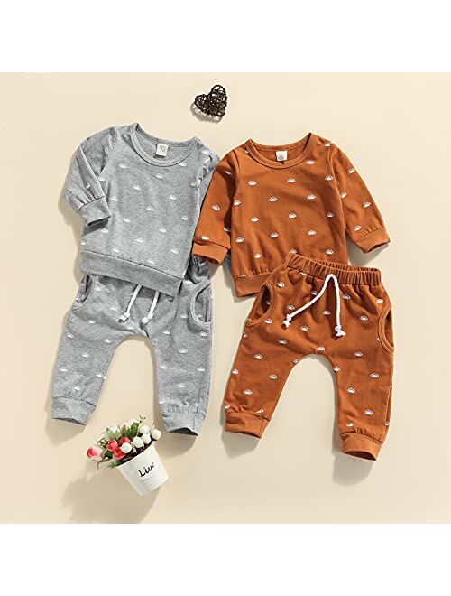 Ma&Baby Newborn Baby Boys Clothes Infant Long Sleeve Sweatshirt Tops Pants Set Fall Winter Outfits