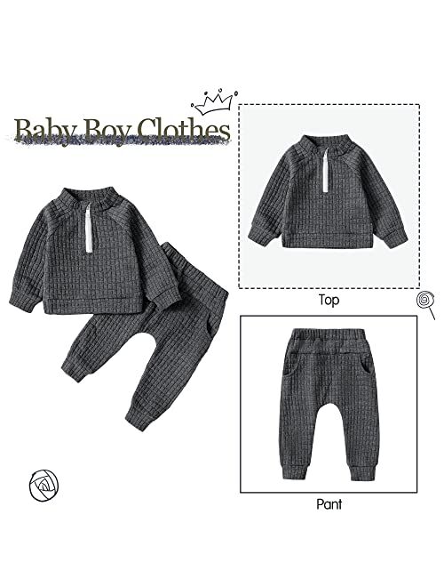 Nzrvaws Toddler Baby Boy Clothes Infant Newborn Boy Outfits Hoodie Sweatshirt Pant Sets Fall Winter Clothes for Boys