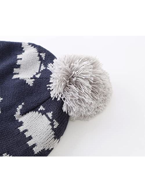 Connectyle Toddler Earflap Beanie Hat Fleece Lined Knit Kids Hat Warm Winter Hat
