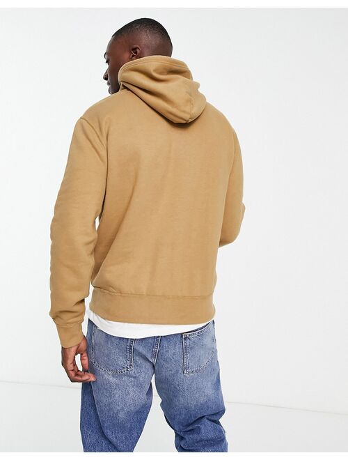 Polo Ralph Lauren collegiate logo fleece hoodie in khaki beige