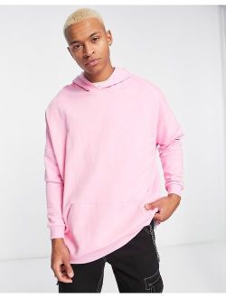 super oversized longline sweatshirt in pink