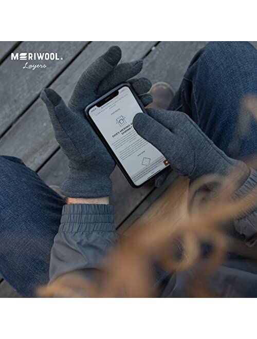 MERIWOOL Merino Wool Glove Liners for Men and Women - Touchscreen Compatible