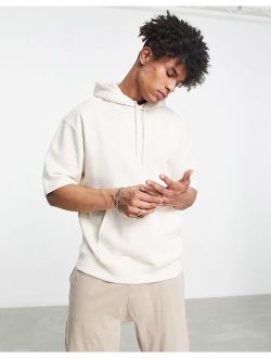 Classics short sleeve hoodie in off white