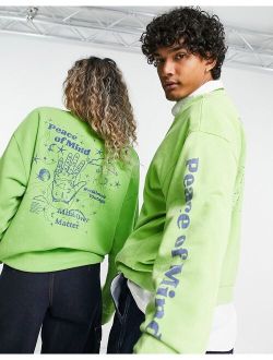 inspired unisex peace of mind crew neck sweatshirt in green