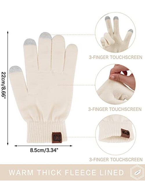 FZ FANTASTIC ZONE Women's Winter Touchscreen Stretch Thermal Magic Gloves Warm Wool Knitted Thick Fleece Lined Texting Gloves for Women
