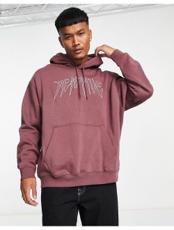 Weekday oversized embroidered hoodie in red