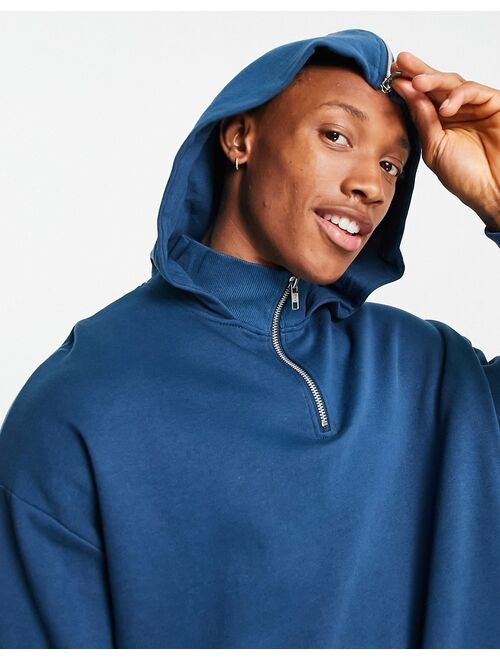 ASOS DESIGN oversized hoodie with zip hood in blue