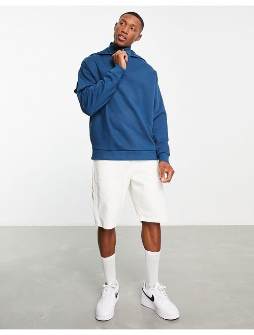 ASOS DESIGN oversized hoodie with zip hood in blue