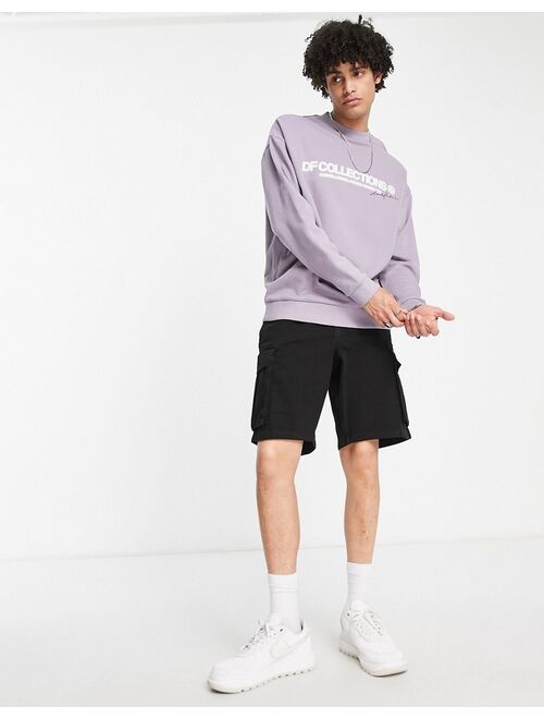 ASOS DESIGN ASOS Dark Future oversized sweatshirt with blurred logo print in purple