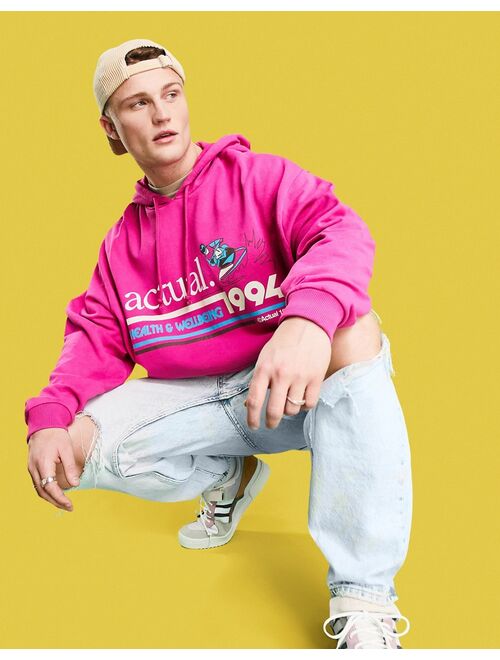 ASOS DESIGN ASOS Actual oversized hoodie with front graphic print in pink