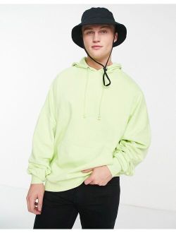 super oversized hoodie in washed lime green