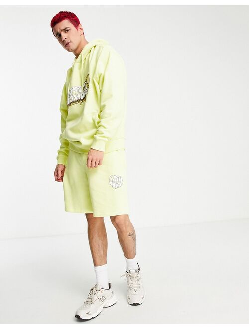 ASOS DESIGN oversized hoodie in yellow with text print - part of a set