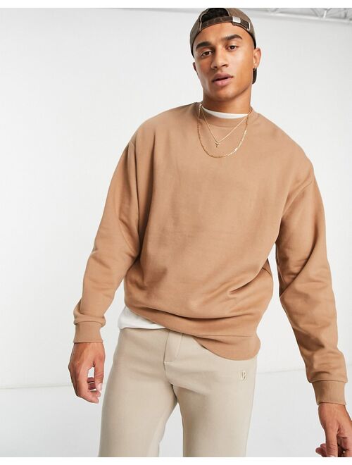 ASOS DESIGN oversized sweatshirt in brown
