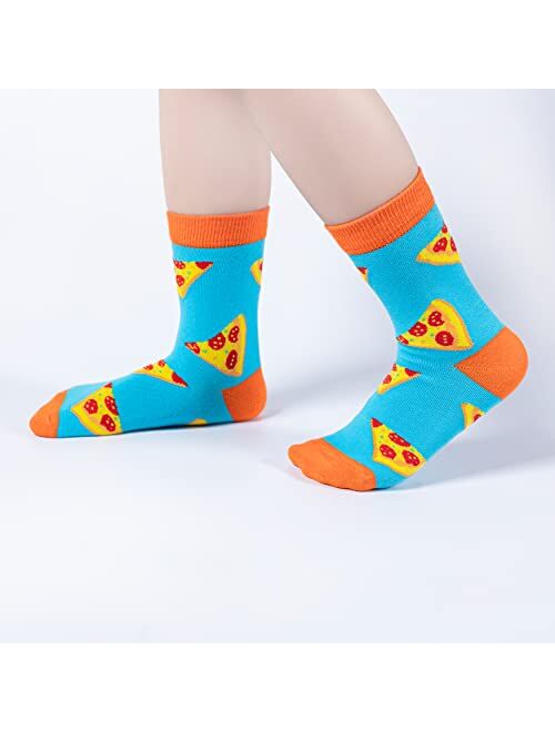 Bisousox Kids Fun Dress Socks Boys Girls Novelty Funny Crazy Shark Stripe Cute Dinosaur Socks for Kids Christmas Gift