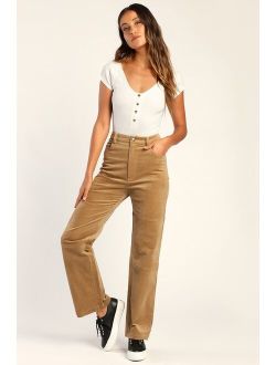 Working the 'Fit Light Brown Corduroy Straight Leg Pants
