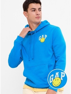 Smiley Vintage Soft Logo Cotton Long Sleeve Relaxed Fit Pullover Hoodie