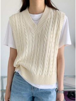 1pc Solid V neck Sweater Vest
