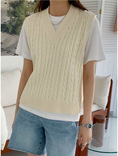 DAZY 1pc Solid V neck Sweater Vest