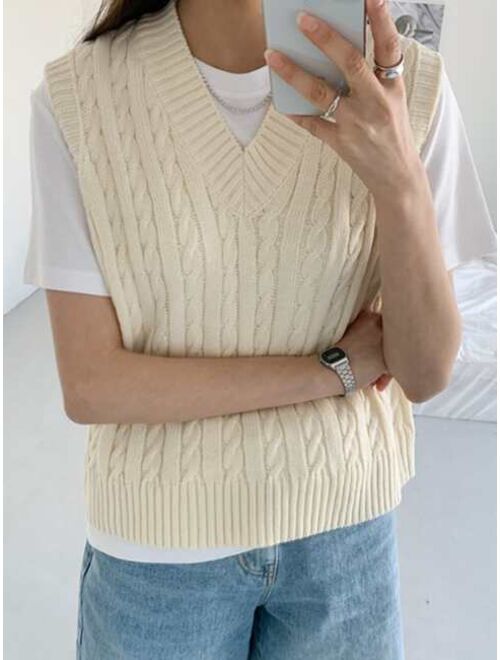 DAZY 1pc Solid V neck Sweater Vest