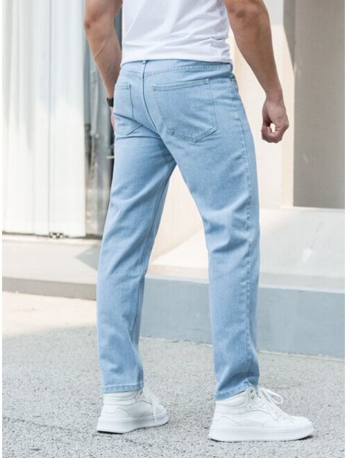 Shein Men Slant Pocket Straight Leg Jeans
