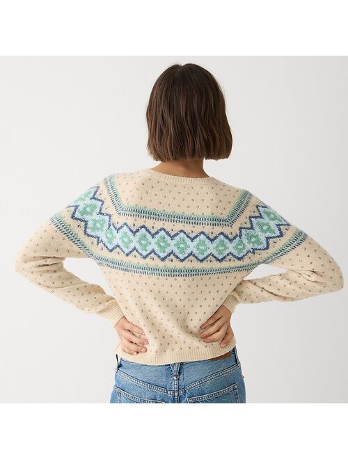 J.Crew Crystal-embellished Fair Isle cardigan sweater in Supersoft yarn