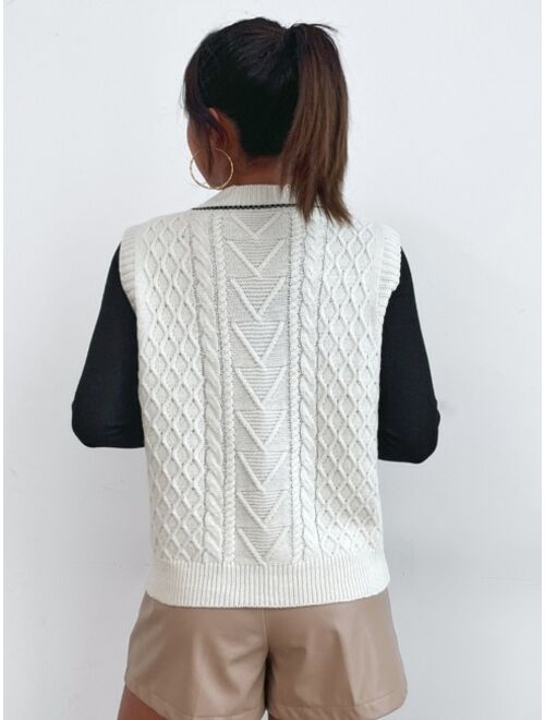 Shein Argyle Knit V-neck Sweater Vest Without Tee