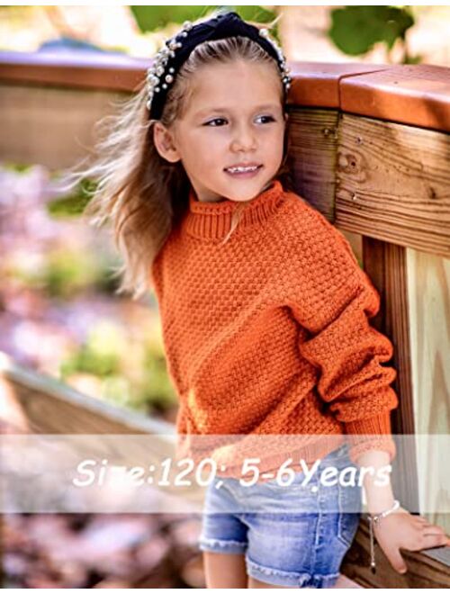Flypigs Girls Knit Sweater Chunky Pullover Jumper Kids Long Sleeve Mock Neck Knit Jumper Tops 4-13 Years