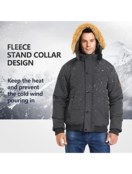 Heihuohua Men's Winter Thicken Coat Warm Puffer Jacket with Removable Hood