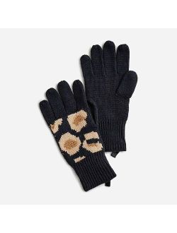 Girls' leopard-print gloves
