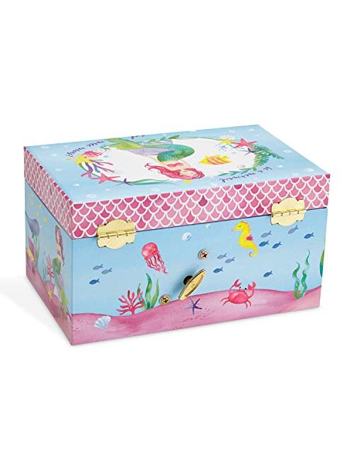 Jewelkeeper Mermaid Musical Jewelry Box, 7.15 x 5.25 x 3.9 inches, Underwater Design with Pullout Drawer, Over the Waves Tune