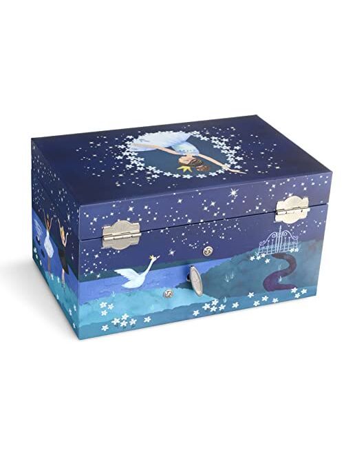 Jewelkeeper Girl's Ballerina Musical Jewelry Storage Box with Pullout Drawer, Glitter Design, Swan Lake Tune