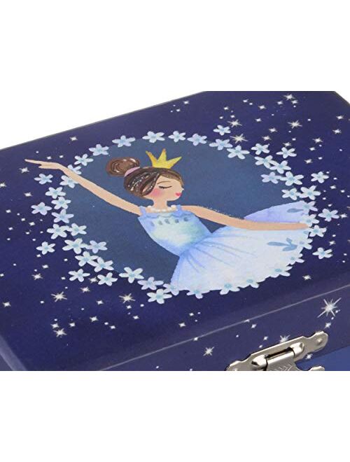 Jewelkeeper Girl's Ballerina Musical Jewelry Storage Box with Pullout Drawer, Glitter Design, Swan Lake Tune