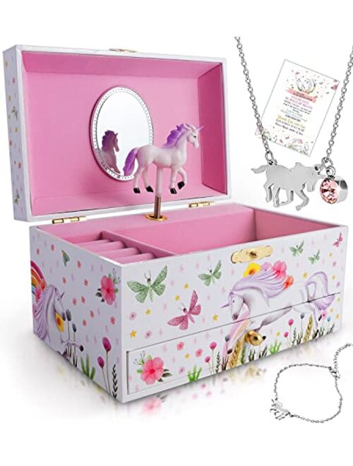 Abi + Olie Unicorn Jewelry Box for Girls - Little Girls Jewelry Box - Unicorn Music Box for Girls - Unicorn Musical Jewelry Box - A beautiful Unicorn Gift for Girls