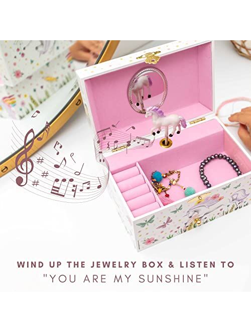 Abi + Olie Unicorn Jewelry Box for Girls - Little Girls Jewelry Box - Unicorn Music Box for Girls - Unicorn Musical Jewelry Box - A beautiful Unicorn Gift for Girls