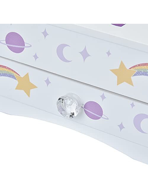 Art Lins Aliz Unicorn Music Jewelry Box for Girls - Wooden Jewelry Storage Box with Glittery Unicorn and Shooting Stars Design - Charming Room Decor and Childhood Memorie