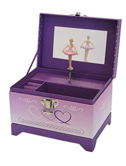 My Tiny Treasures Box Company Ballerina Music Box (3 Hearts: 4.3 x 4 x 5.75 inches)