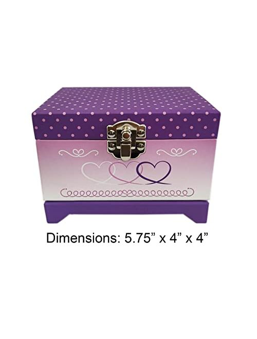 My Tiny Treasures Box Company Ballerina Music Box (3 Hearts: 4.3 x 4 x 5.75 inches)