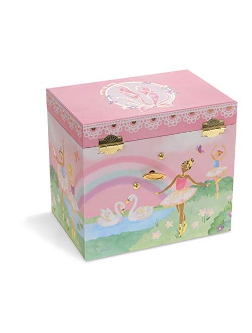 Jewelkeeper Musical Jewelry Box with 2 Pullout Drawers, Glitter Rainbow and Stars Unicorn Design, Beautiful Dreamer Tune