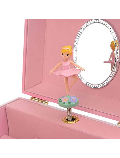 Jewelkeeper Musical Jewelry Box with 2 Pullout Drawers, Glitter Rainbow and Stars Unicorn Design, Beautiful Dreamer Tune