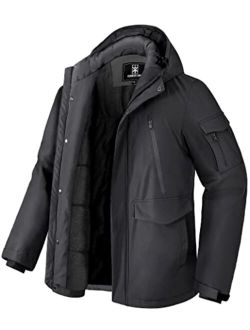 Pioneer Camp Men's Winter Coat Waterproof Fleece Lined Warm Winter Jacket with 9 Pockets Insulated Windproof Hooded Parka