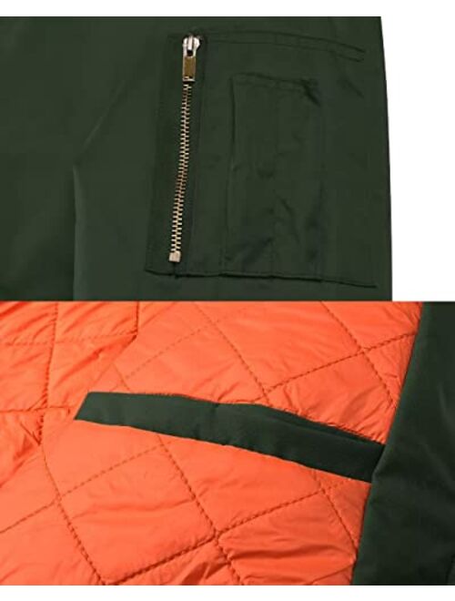KEFITEVD Men's Jacket Casual Windproof Bomber Jackets Full Zip Windbreaker Jackets Warm Winter Padded Coats Bomber Jackets